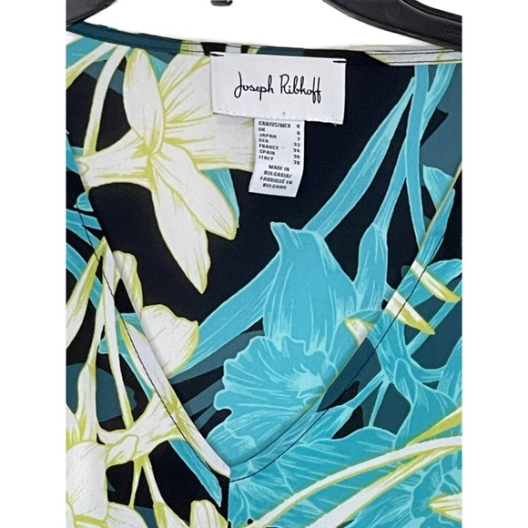 Joseph Ribkoff Women Blouse Style 212239 Floral Tie-Front V-Neck Long Sleeves 4 - Picture 2 of 10